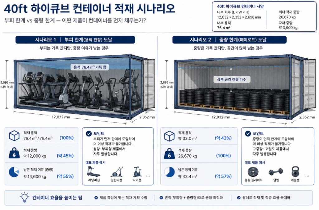 How gym equipment fills a container by volume versus weight